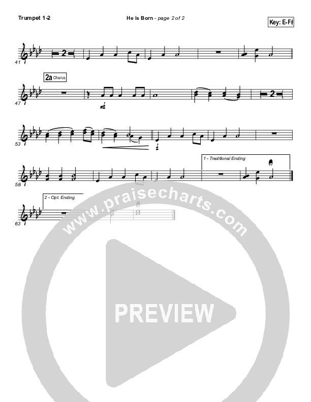 He Is Born Trumpet 1,2 ( / Traditional Carol / PraiseCharts)