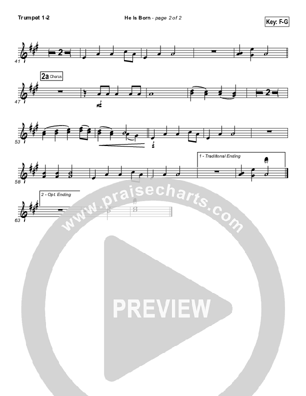 He Is Born Trumpet 1,2 ( / Traditional Carol / PraiseCharts)