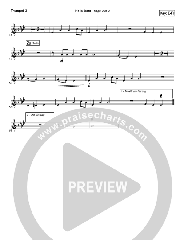 He Is Born Trumpet 3 ( / Traditional Carol / PraiseCharts)
