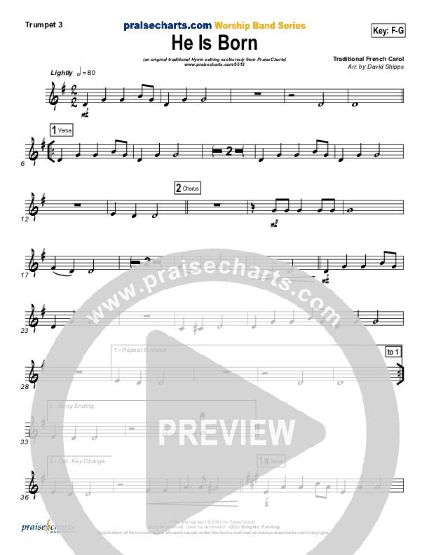 He Is Born Trumpet 1,2 ( / Traditional Carol / PraiseCharts)