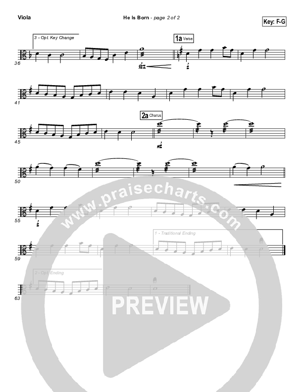 He Is Born Viola ( / Traditional Carol / PraiseCharts)