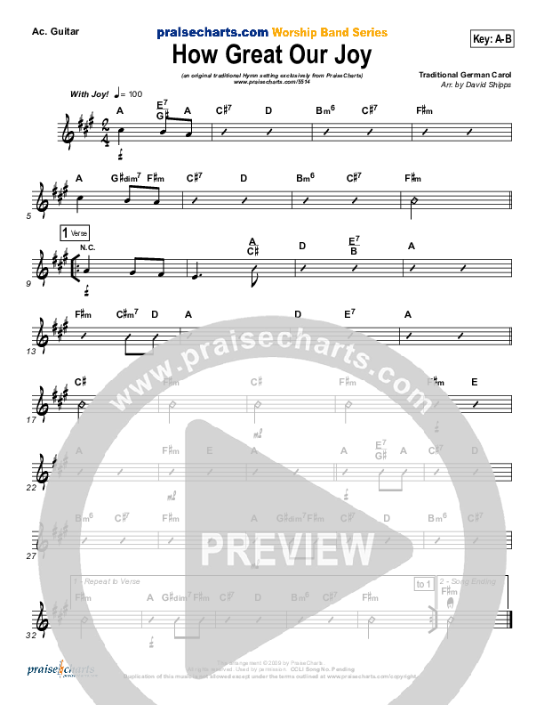 How Great Our Joy Acoustic Guitar (Traditional Carol / PraiseCharts)