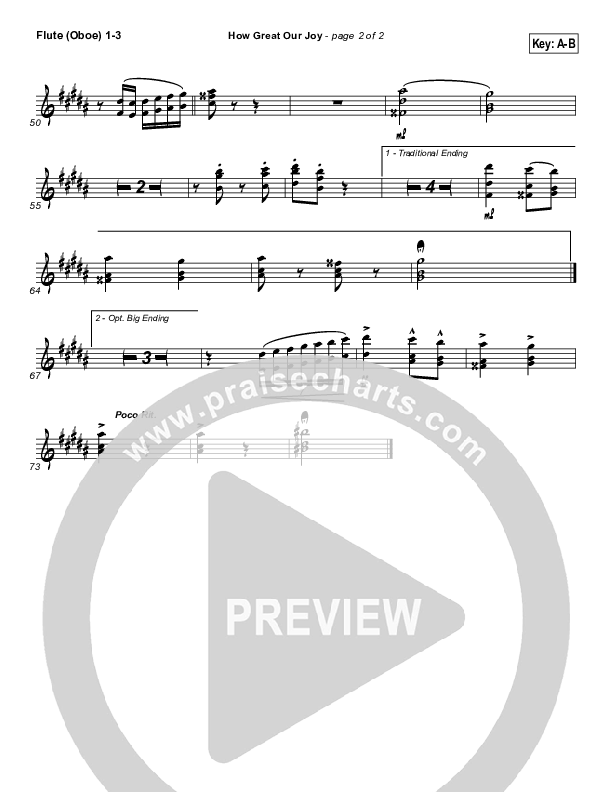 How Great Our Joy Flute/Oboe 1/2/3 (Traditional Carol / PraiseCharts)