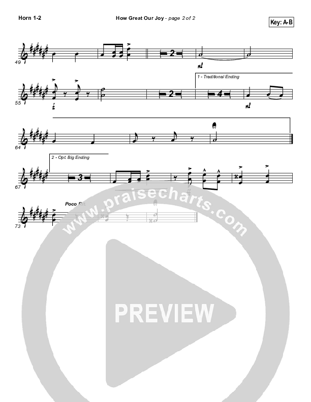 How Great Our Joy French Horn 1/2 (Traditional Carol / PraiseCharts)