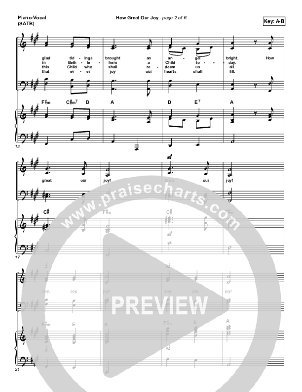 How Great Our Joy Piano/Vocal (Traditional Carol / PraiseCharts)