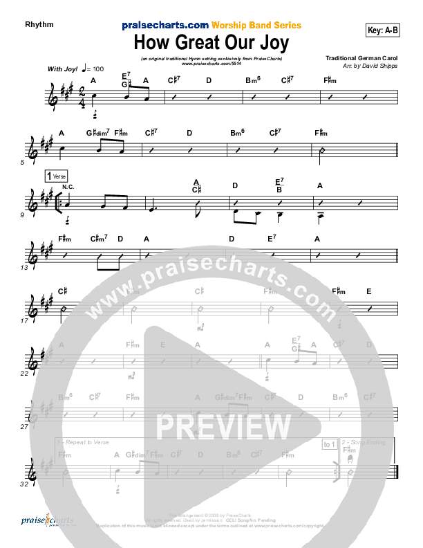 How Great Our Joy Rhythm Chart (Traditional Carol / PraiseCharts)