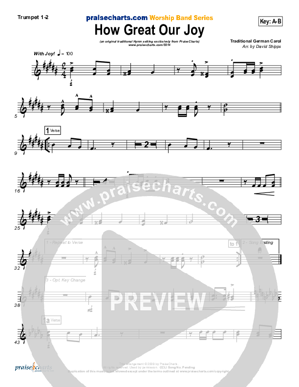 How Great Our Joy Trumpet 1,2 (Traditional Carol / PraiseCharts)