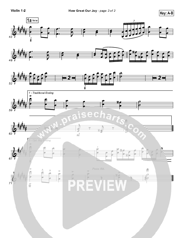 How Great Our Joy Violin 1/2 (Traditional Carol / PraiseCharts)