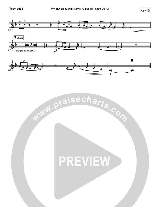 What A Beautiful Name (Gospel) Trumpet 3 (Hillsong Worship)