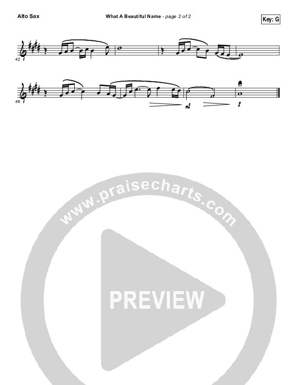 What A Beautiful Name (Alternate Acoustic) Alto Sax (Hillsong Worship)