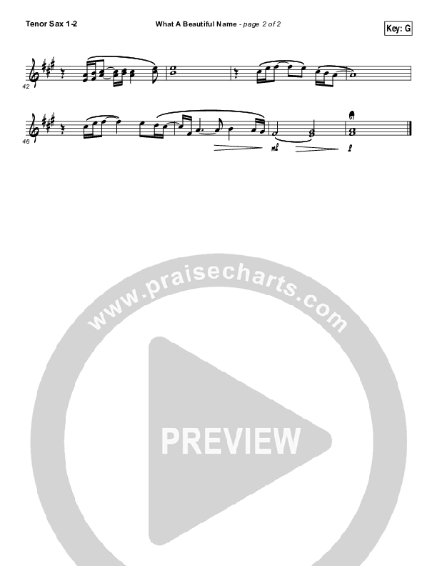 What A Beautiful Name (Alternate Acoustic) Tenor Sax 1/2 (Hillsong Worship)