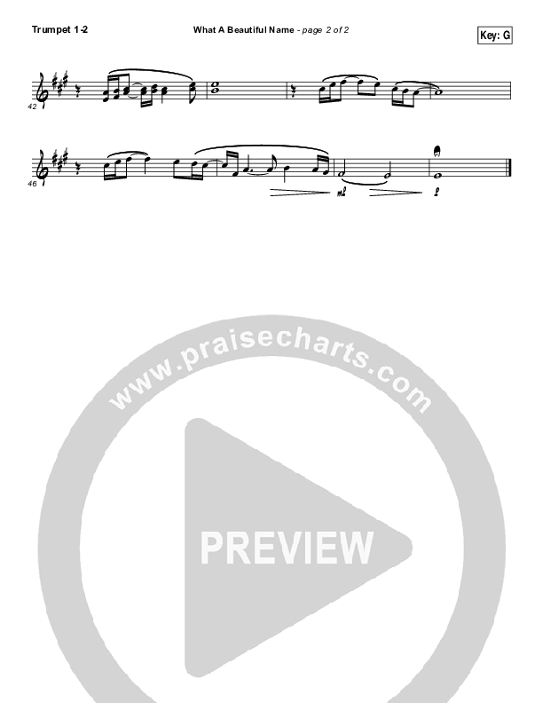 What A Beautiful Name (Alternate Acoustic) Trumpet 1,2 (Hillsong Worship)