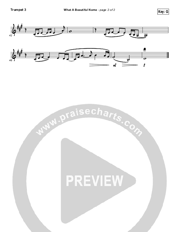 What A Beautiful Name (Alternate Acoustic) Trumpet 3 (Hillsong Worship)