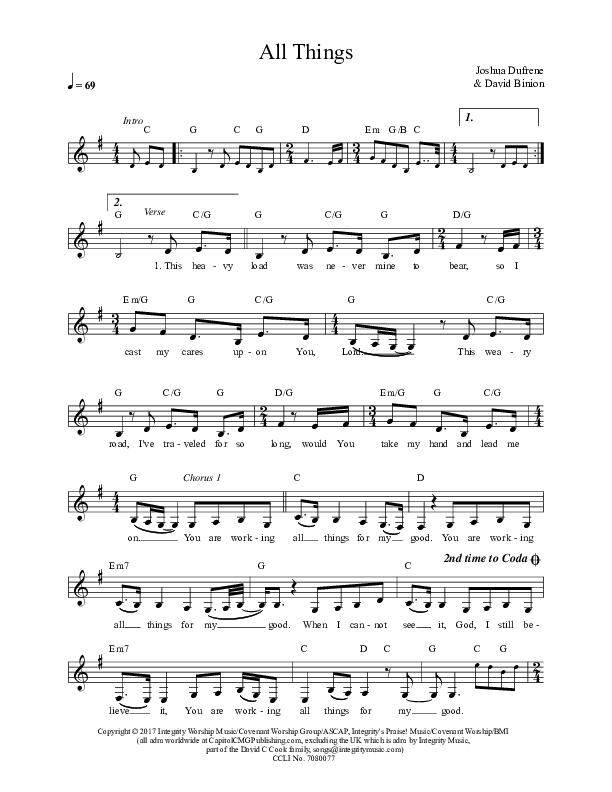 All Things Lead Sheet (Covenant Worship)