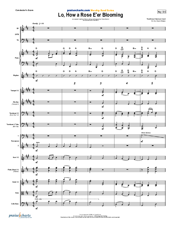 Lo How A Rose E'er Blooming Orchestration ( / Traditional Carol / PraiseCharts)