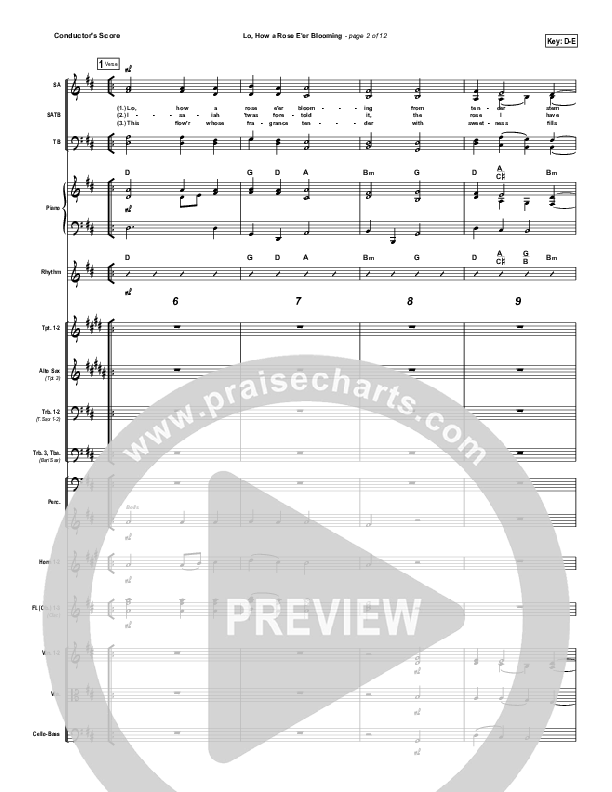 Lo How A Rose E'er Blooming Orchestration ( / Traditional Carol / PraiseCharts)