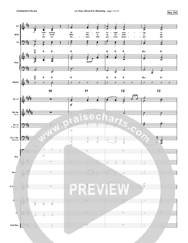Lo How A Rose E'er Blooming Orchestration ( / Traditional Carol / PraiseCharts)