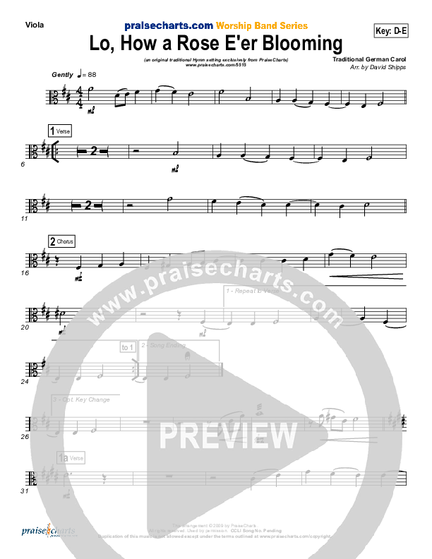 Lo How A Rose E'er Blooming Viola ( / Traditional Carol / PraiseCharts)