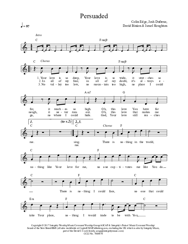 Persuaded Lead Sheet (Covenant Worship)