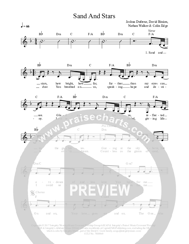 Sand And Stars Lead Sheet (Covenant Worship)