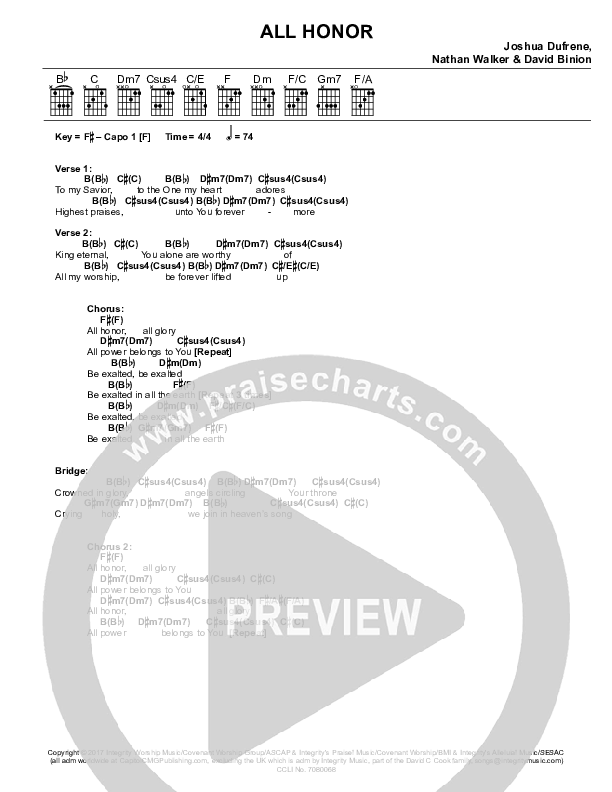 All Honor Chords & Lyrics (Covenant Worship)