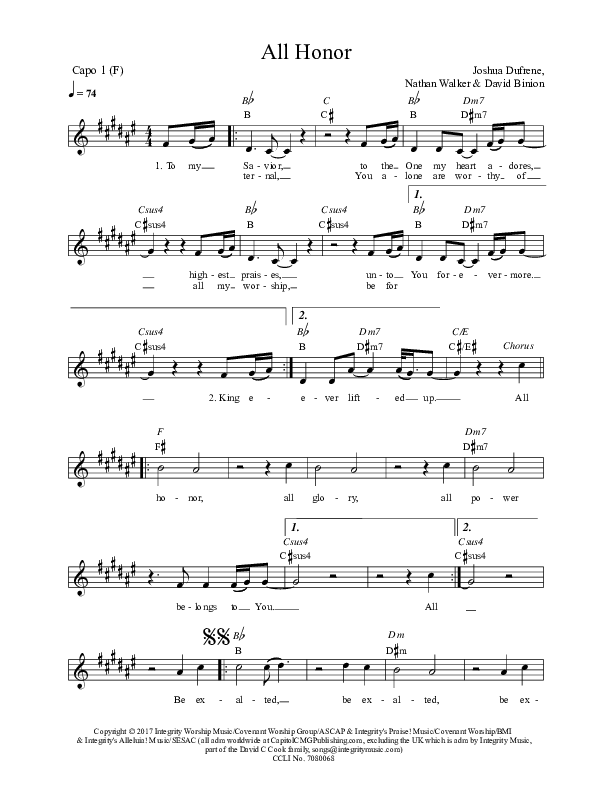 All Honor Lead Sheet (Covenant Worship)
