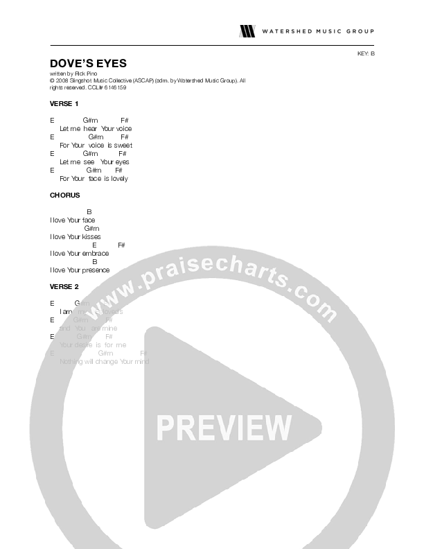 Dove's Eyes Chords & Lyrics (Rick Pino)