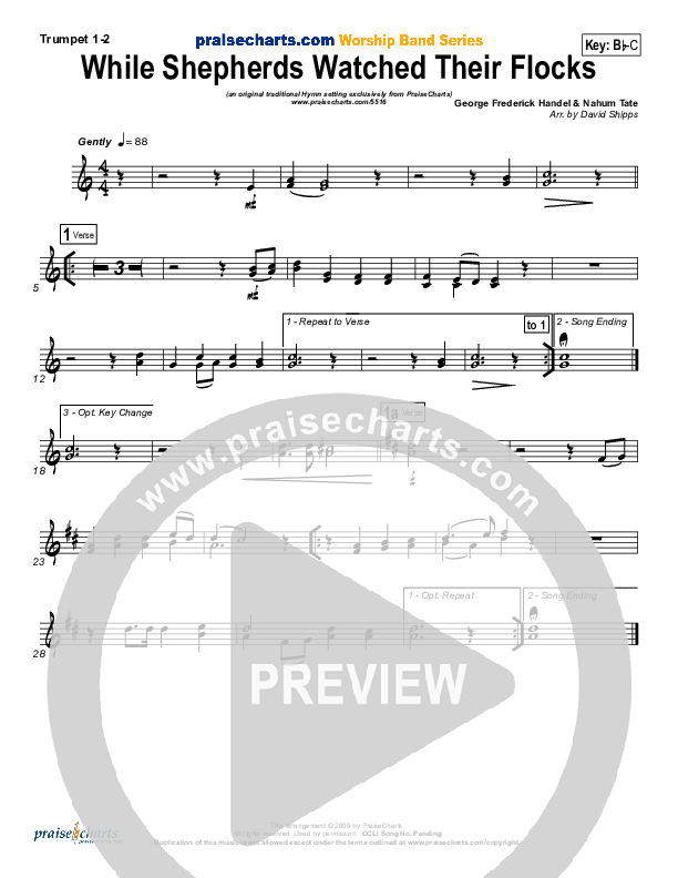 While Shepherds Watched Their Flocks Trumpet 1,2 (Traditional Carol / PraiseCharts)