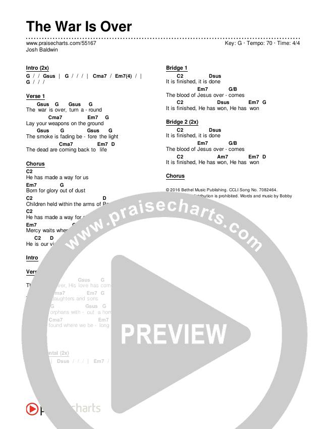 The War Is Over Chords & Lyrics (Josh Baldwin)