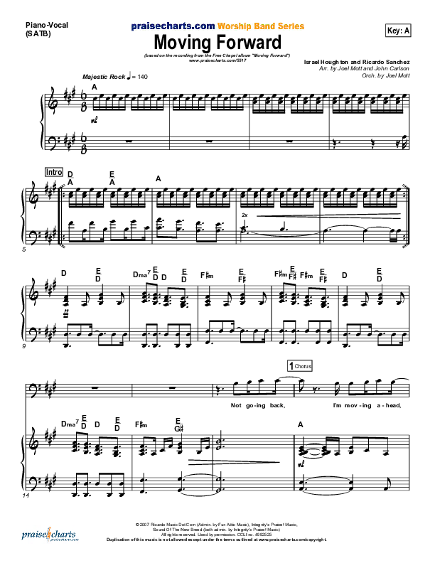 Moving Forward Piano/Vocal (SATB) (Ricardo Sanchez / Free Chapel)