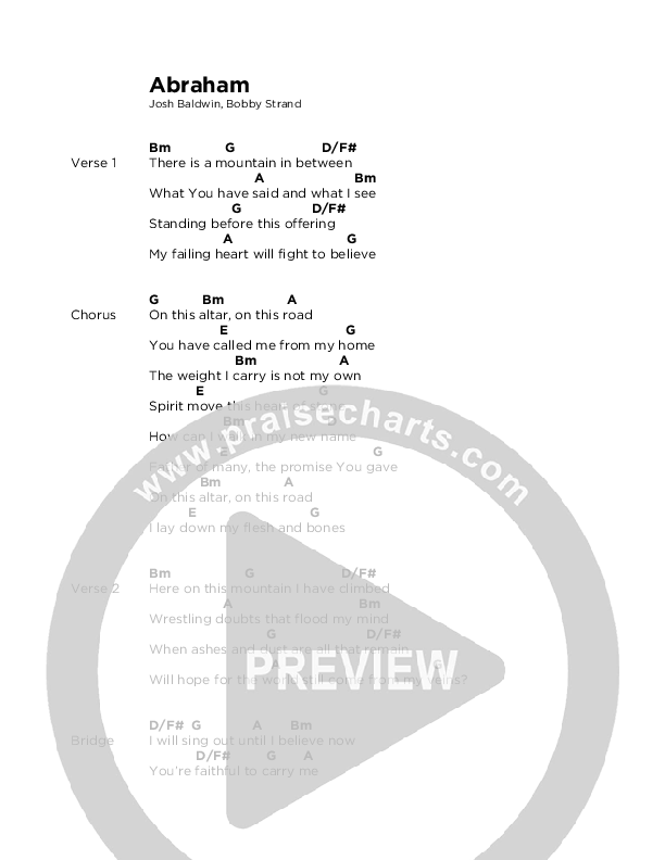 Abraham Chord Chart (Josh Baldwin)