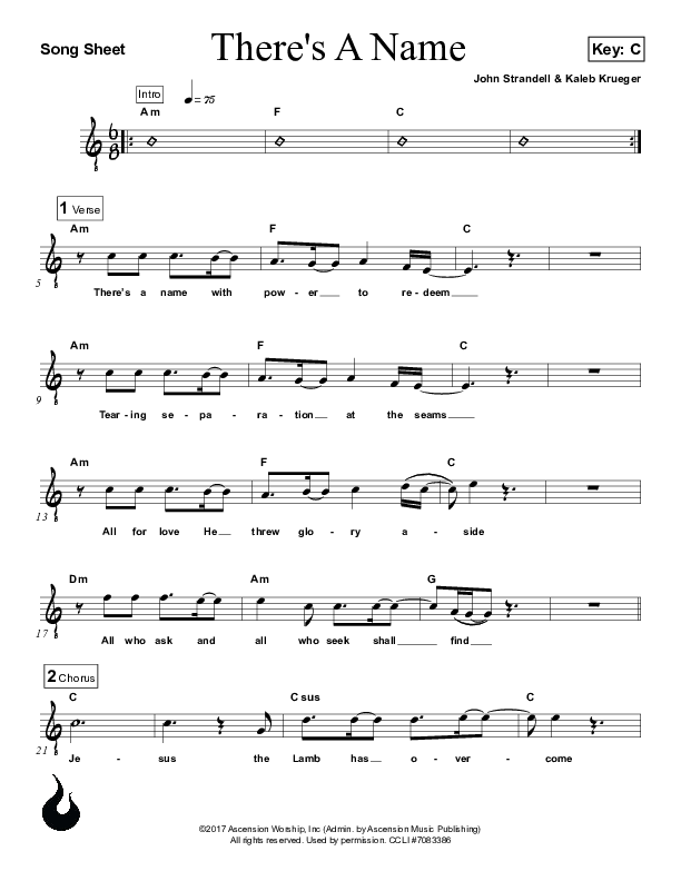 There's A Name Lead Sheet (Ascension Worship)