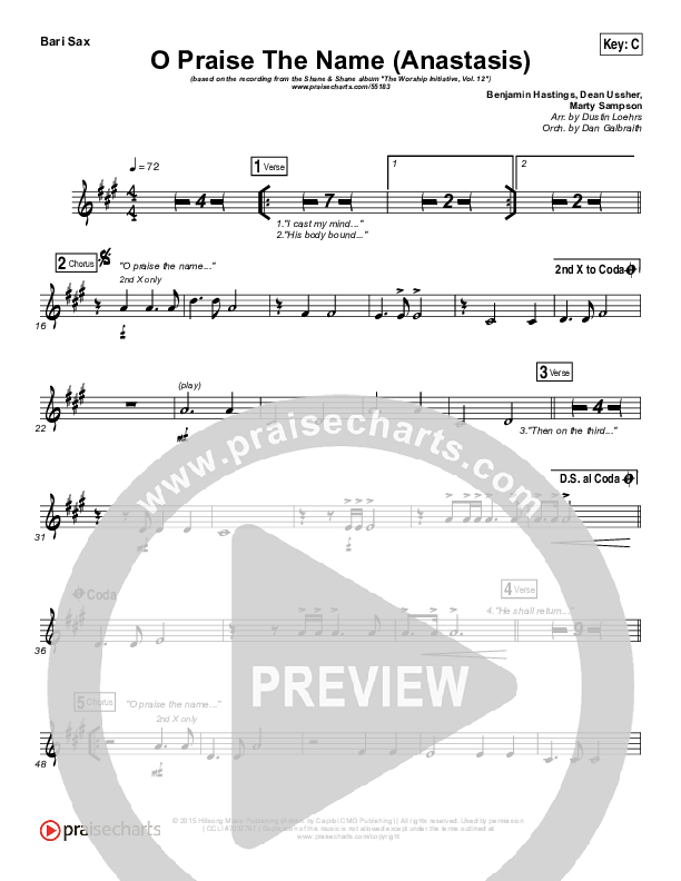 O Praise The Name (Anastasis) Bari Sax (The Worship Initiative)
