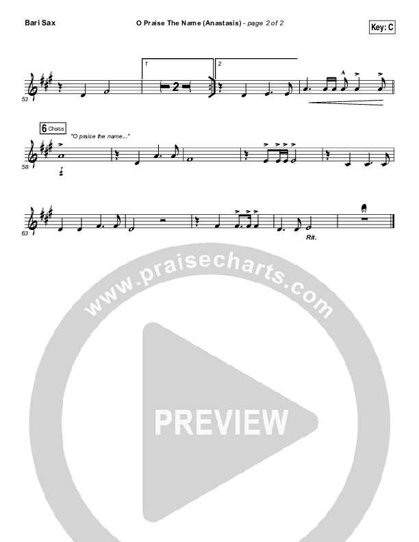 O Praise The Name (Anastasis) Bari Sax (The Worship Initiative)