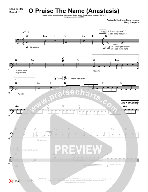 O Praise The Name (Anastasis) Bass Guitar (The Worship Initiative)