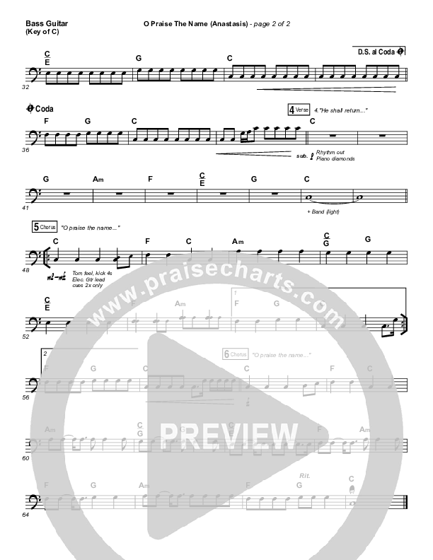 O Praise The Name (Anastasis) Bass Guitar (The Worship Initiative)