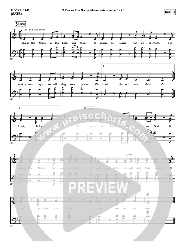 O Praise The Name (Anastasis) Choir Vocals (SATB) (The Worship Initiative)