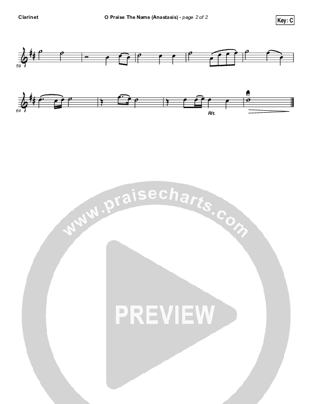 O Praise The Name (Anastasis) Clarinet (The Worship Initiative)