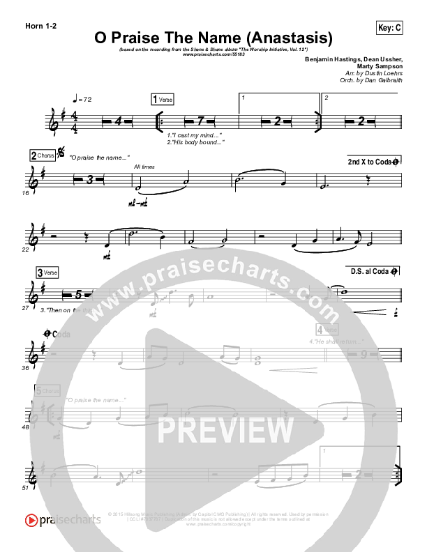 O Praise The Name (Anastasis) French Horn 1/2 (The Worship Initiative)