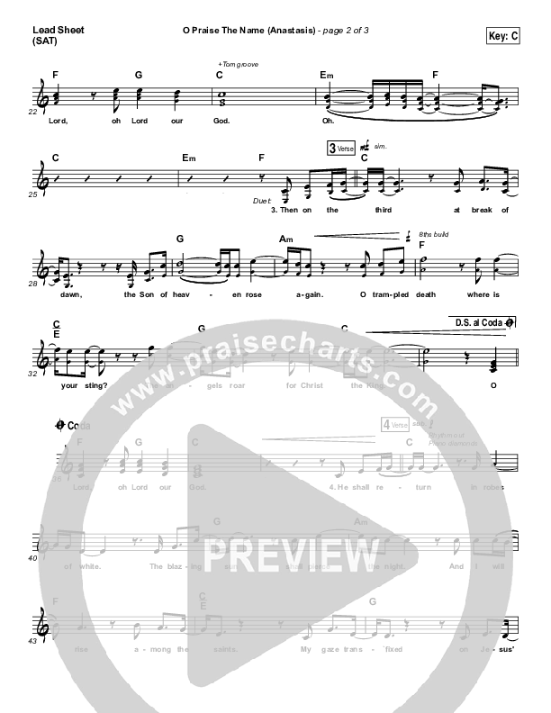 O Praise The Name (Anastasis) Lead Sheet (SAT) (The Worship Initiative)