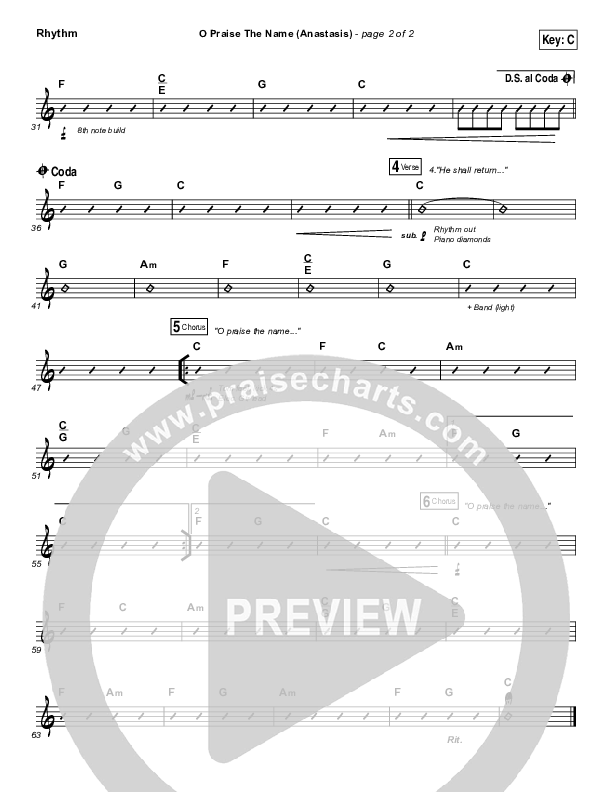 O Praise The Name (Anastasis) Rhythm Chart (The Worship Initiative)