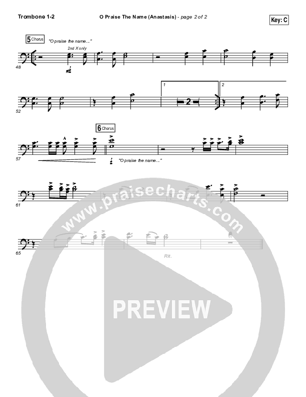 O Praise The Name (Anastasis) Trombone 1/2 (The Worship Initiative)