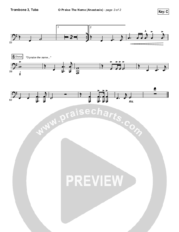 O Praise The Name (Anastasis) Trombone 3/Tuba (The Worship Initiative)