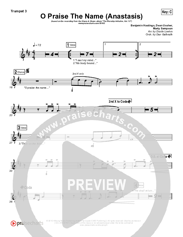 O Praise The Name (Anastasis) Trumpet 3 (The Worship Initiative)