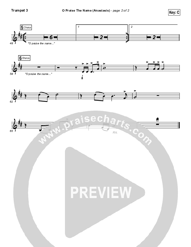 O Praise The Name (Anastasis) Trumpet 3 (The Worship Initiative)
