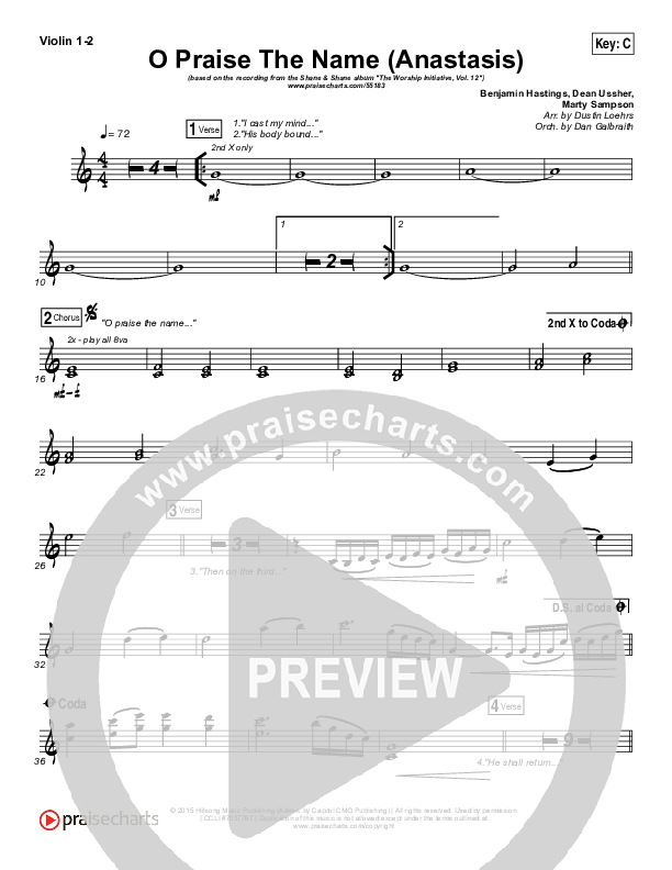O Praise The Name (Anastasis) Violin 1/2 (The Worship Initiative)