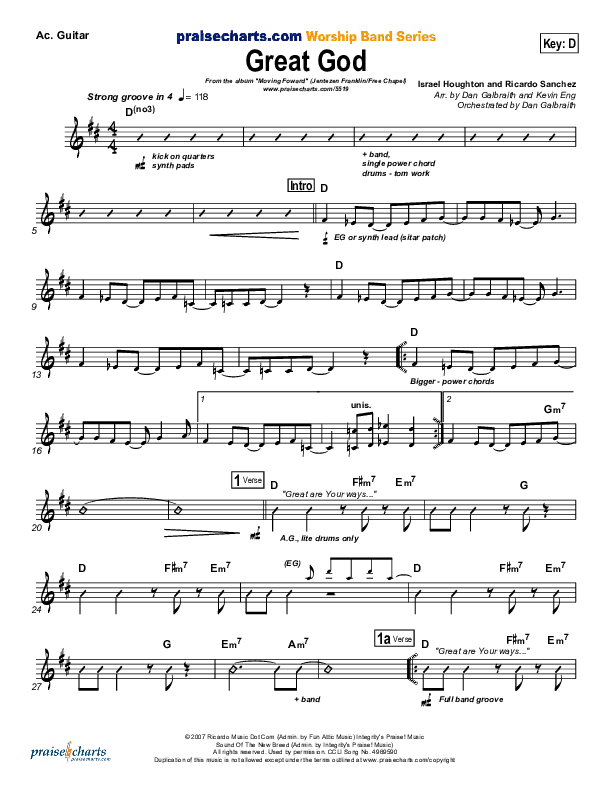 Great God Acoustic Guitar (Jentezen Franklin / Free Chapel)