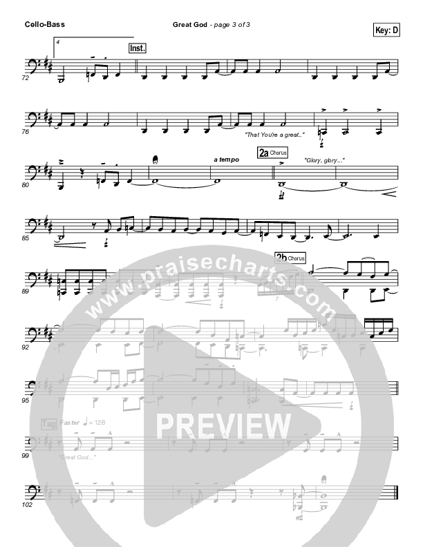 Great God Cello/Bass (Jentezen Franklin / Free Chapel)