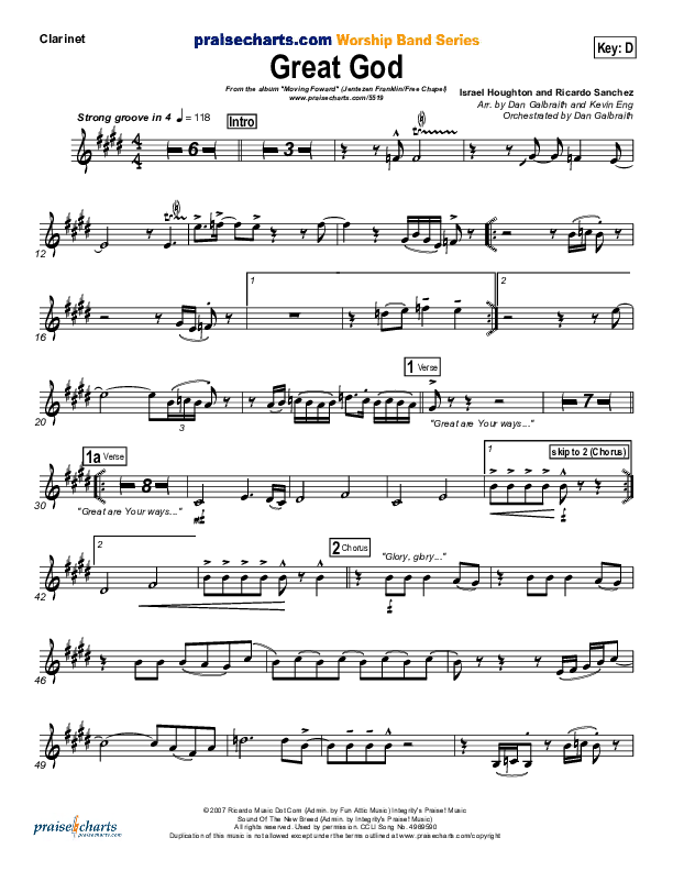 Great God Clarinet (Jentezen Franklin / Free Chapel)