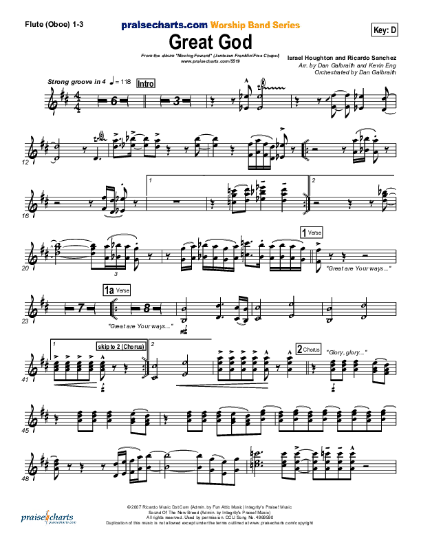 Great God Flute/Oboe 1/2/3 (Jentezen Franklin / Free Chapel)